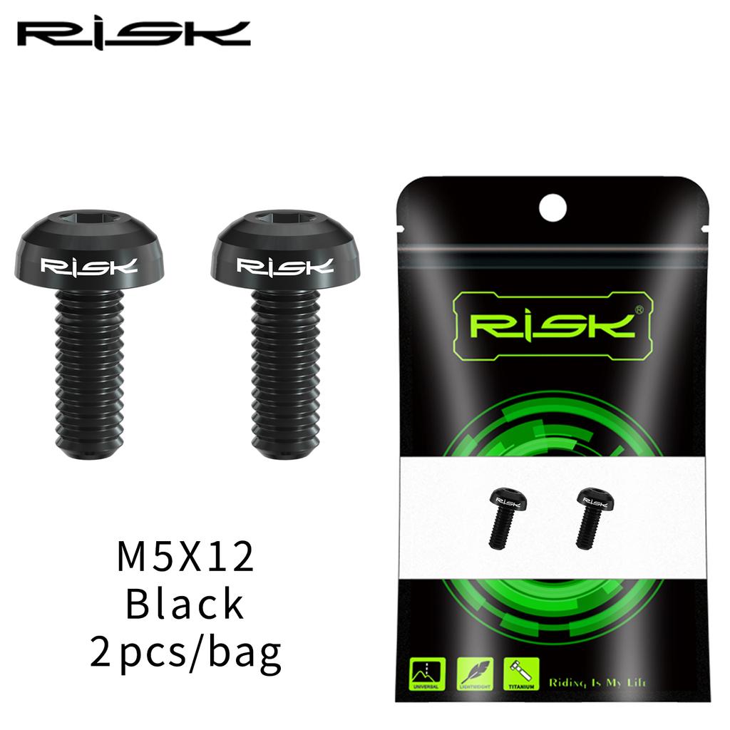 RISK 2pcs Bike Bottle Holder Screw Titanium Alloy MTB Bicycle M5x12 Cage Bolts Fixing Air Pump Bracket Screws For Cycling Repair 6