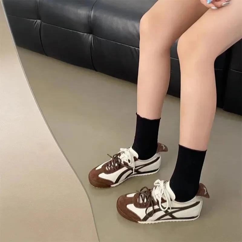 Women's Sneakers 2025 Spring and Autumn  Fashion Thick Cotton Root Roll Forrest Gump Casual Moral Training Shoes Women's Shoes