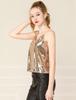 Allegra K Sequin Camisole Sleeveless Christmas Shiny Tank Top Metallic Rose Gold L Women's
