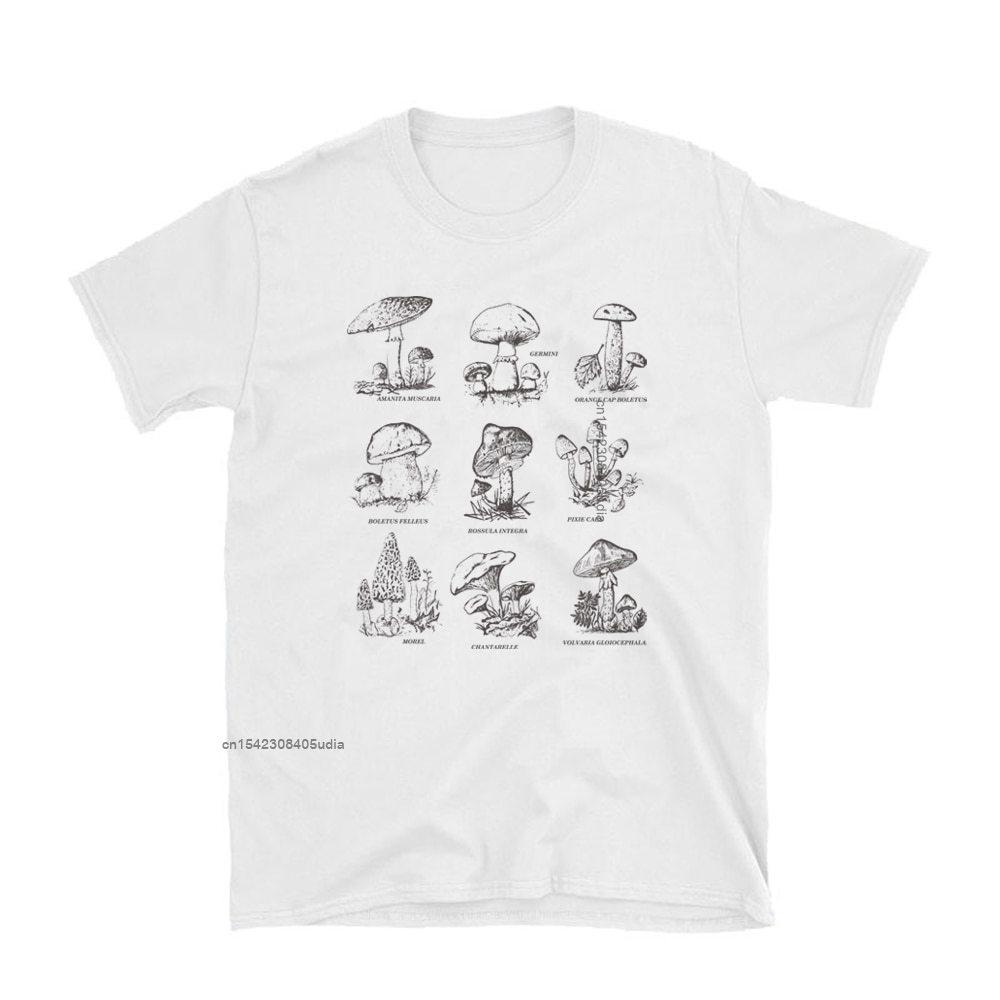Vintage Fashion Mushroom Print Oversized T Shirt Egirl Grunge Aesthetic Streetwear Graphic Tees Women Tshirt Cute Tops
