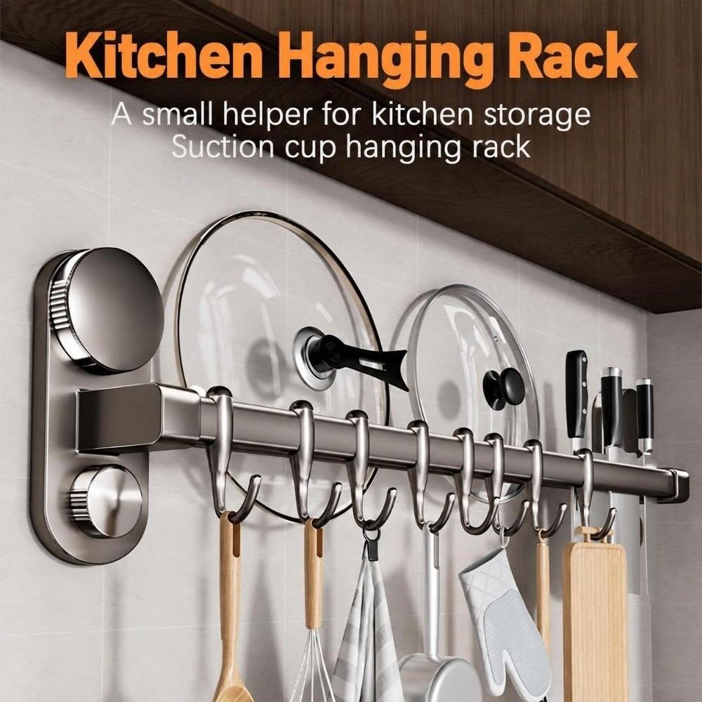 No Drill Kitchen Utensil Hanger Removable Wall-Mounted Hanging Rod Bedroom
