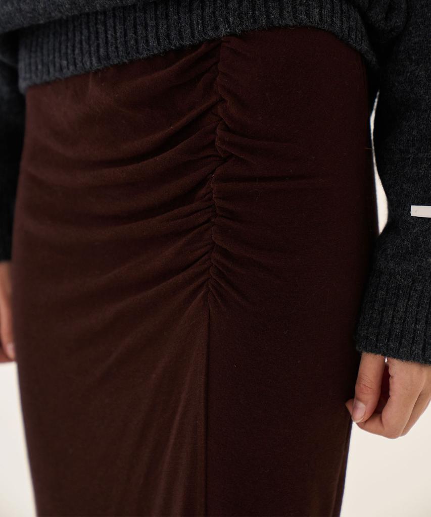 Grida J Wool Shirred Jersey Pencil Skirt _ Brown
