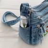 Cartoon Embroidered Denim Bag Women's Shoulder Crossbody Bag