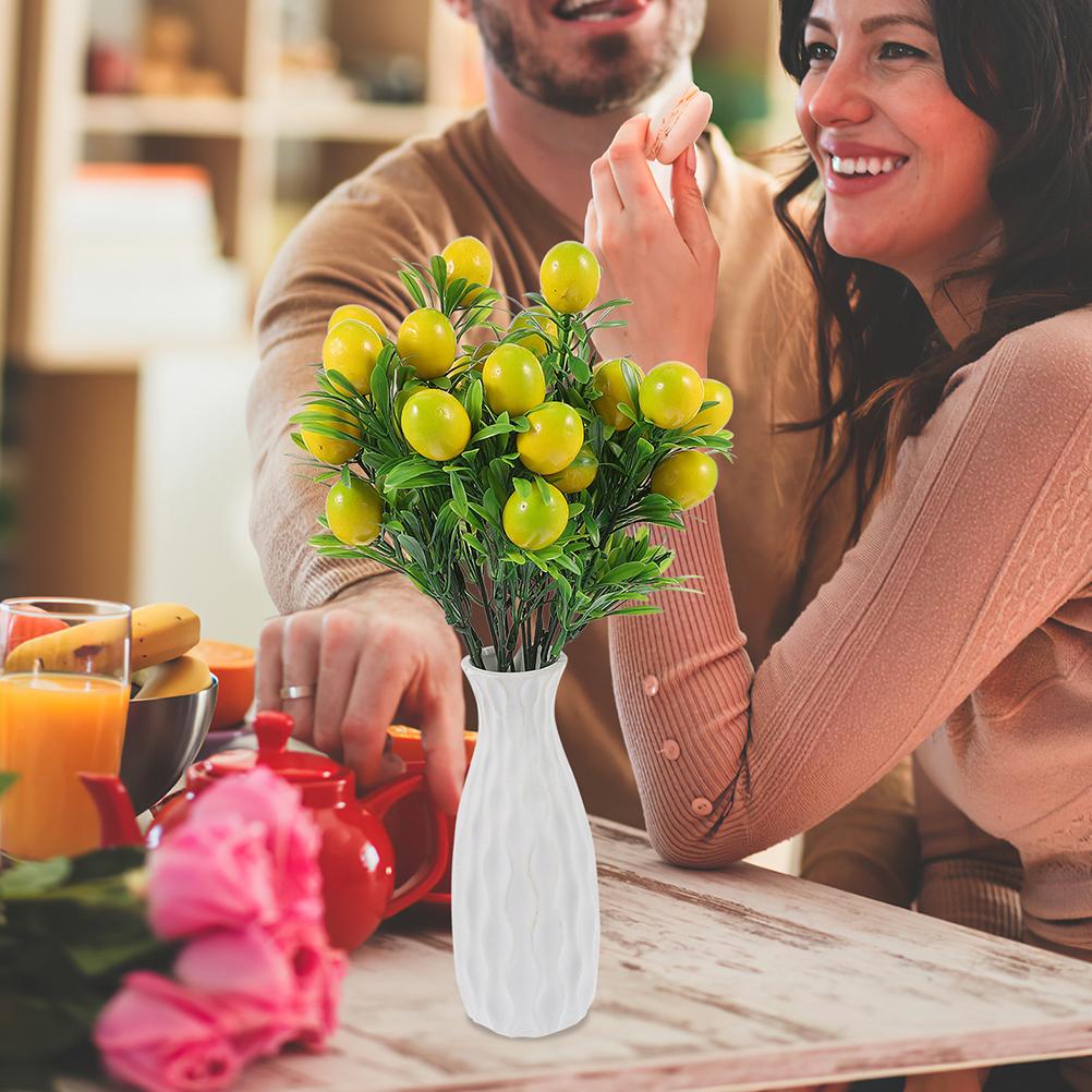 4 Stück Künstliche Äpfel Zweig Künstlicher Zitronenstiel Künstliche Fruchtzweige zur Vasenfüllung Künstlicher Apfelbaumstiel