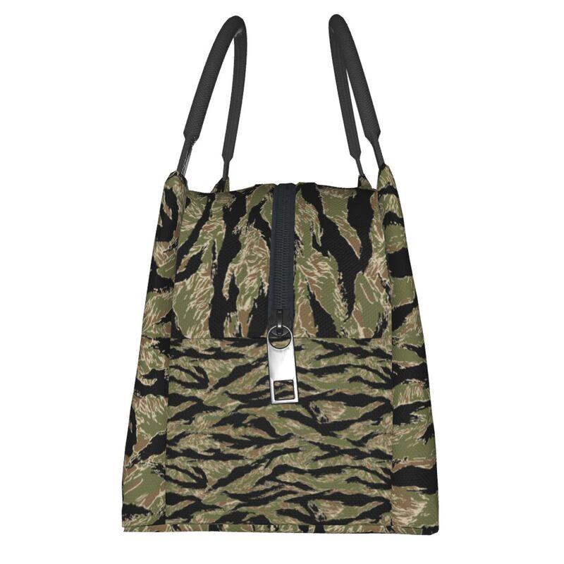 Tiger Stripe Print Thermal Lunch Bag Women Men Large Capacity Reusable Waterproof Insulated Lunch Box for Travel Picnic Work