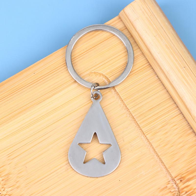 Waterdrop Shape Keychain Alloy Hollow Star Design Minimalist Unisex Gift Car Accessory Home Keys Decor Durable Metal