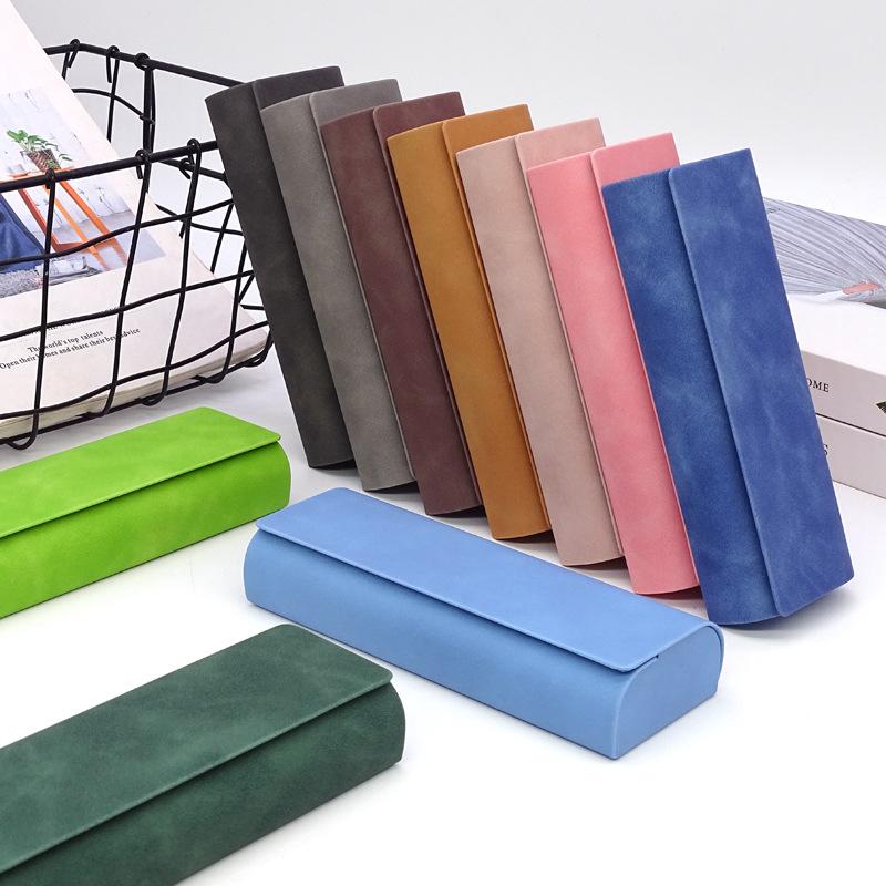 Simple PU Leather Glasses Box for Men Women Pressure Resistant Myopia Presbyopia Sunglasses Box Portable Reading Glasses Case
