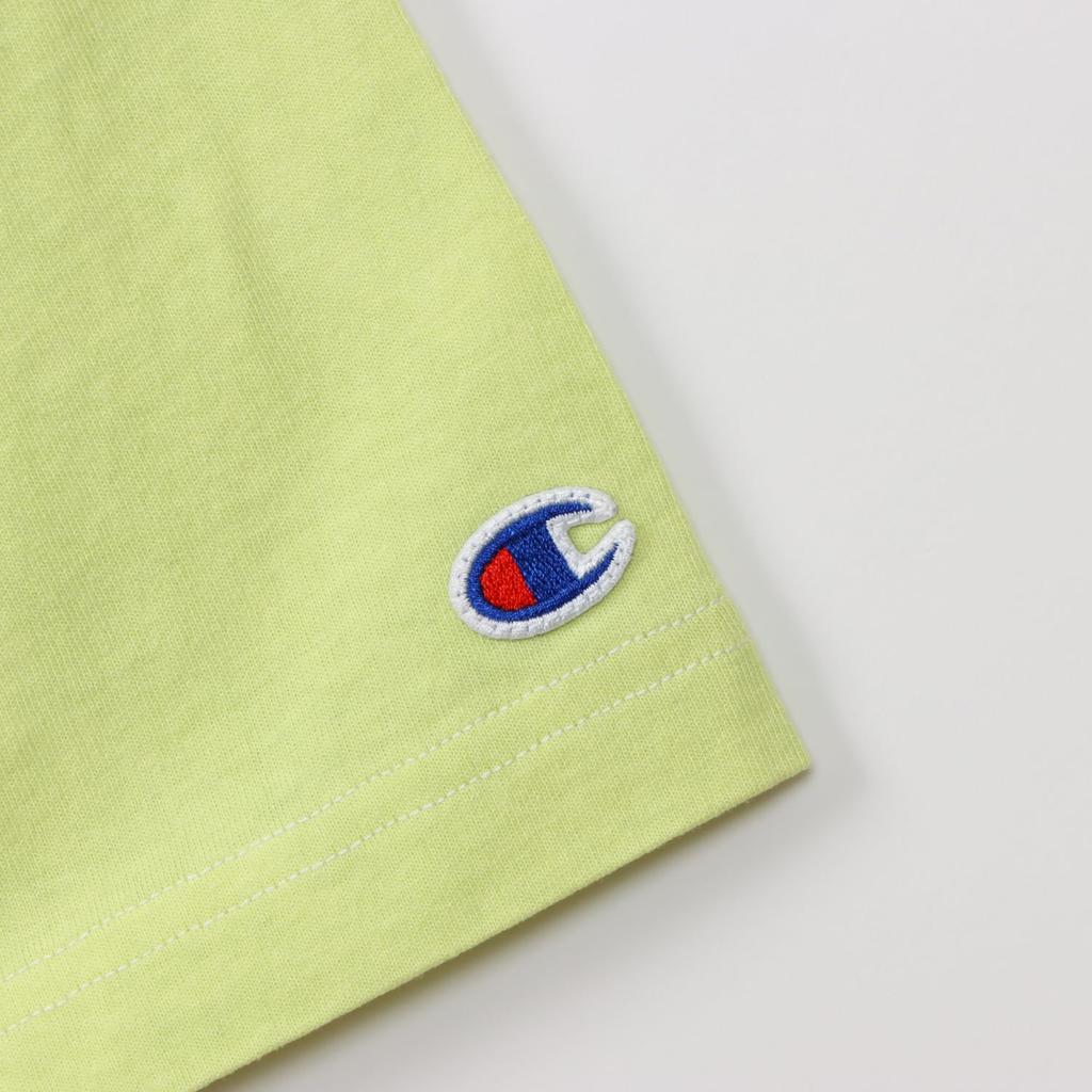 Champion Short Sleeve Crew Cotton USA Rubber Lime Kids' T-Shirt, Neck, 100% LooseFit, Print, Girls' Casual, Mist, CK-B319