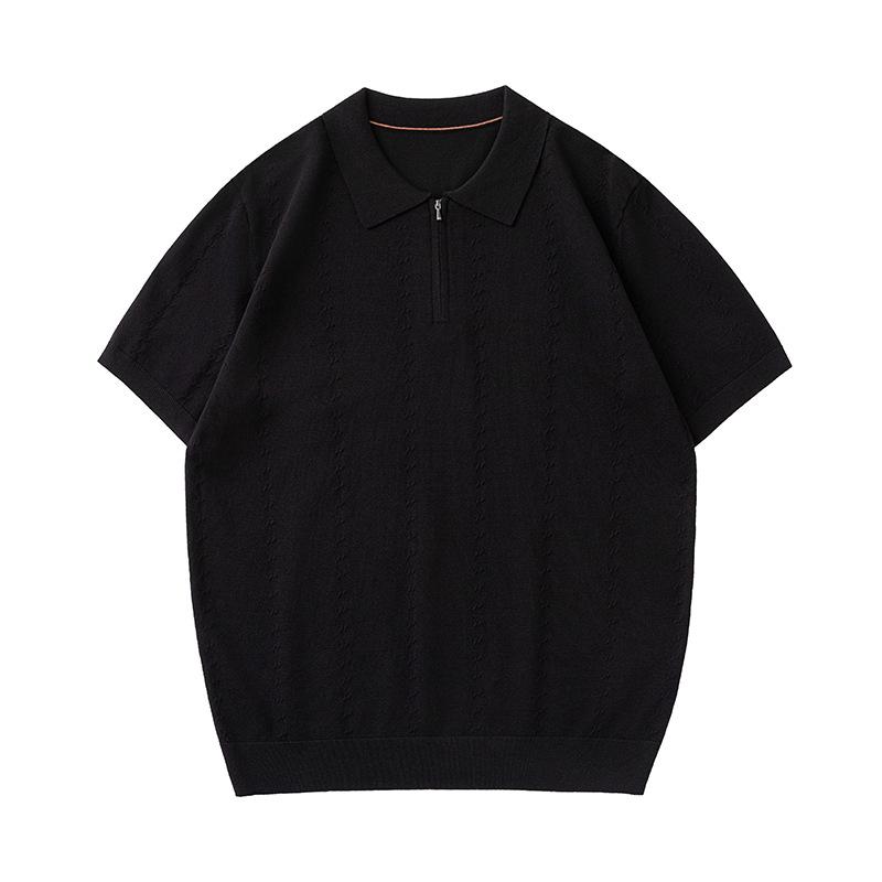 

Mu Qiu Men s Half-Zip Cable Knit Polo Shirt | Old Money Style Short Sleeve Lapel Casual Knitwear 2XL (160-180 jin)