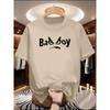 Summer Men's Casual Loose Plus Letter Printed Round Neck Short Sleeved T-shirt Top, High Street Unisex Style