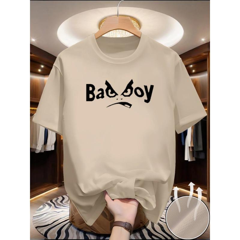 Summer Men's Casual Loose Plus Letter Printed Round Neck Short Sleeved T-shirt Top, High Street Unisex Style