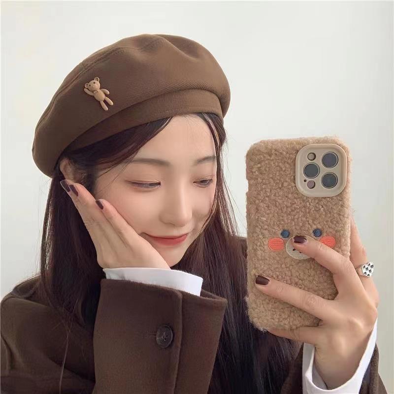 Béret Rétro Mode Mignon Dessin Animé Féminin Coréen Style Peintre Doux Chapeau Femme Chapeau Mignon à Languette de Canard Casquettes Décontractées Tendance Nouveau