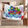 Geometry Dash Personalized Flannel Blanket, Custom Printed Text Name, Warm Soft Blanket For Couch Bed
