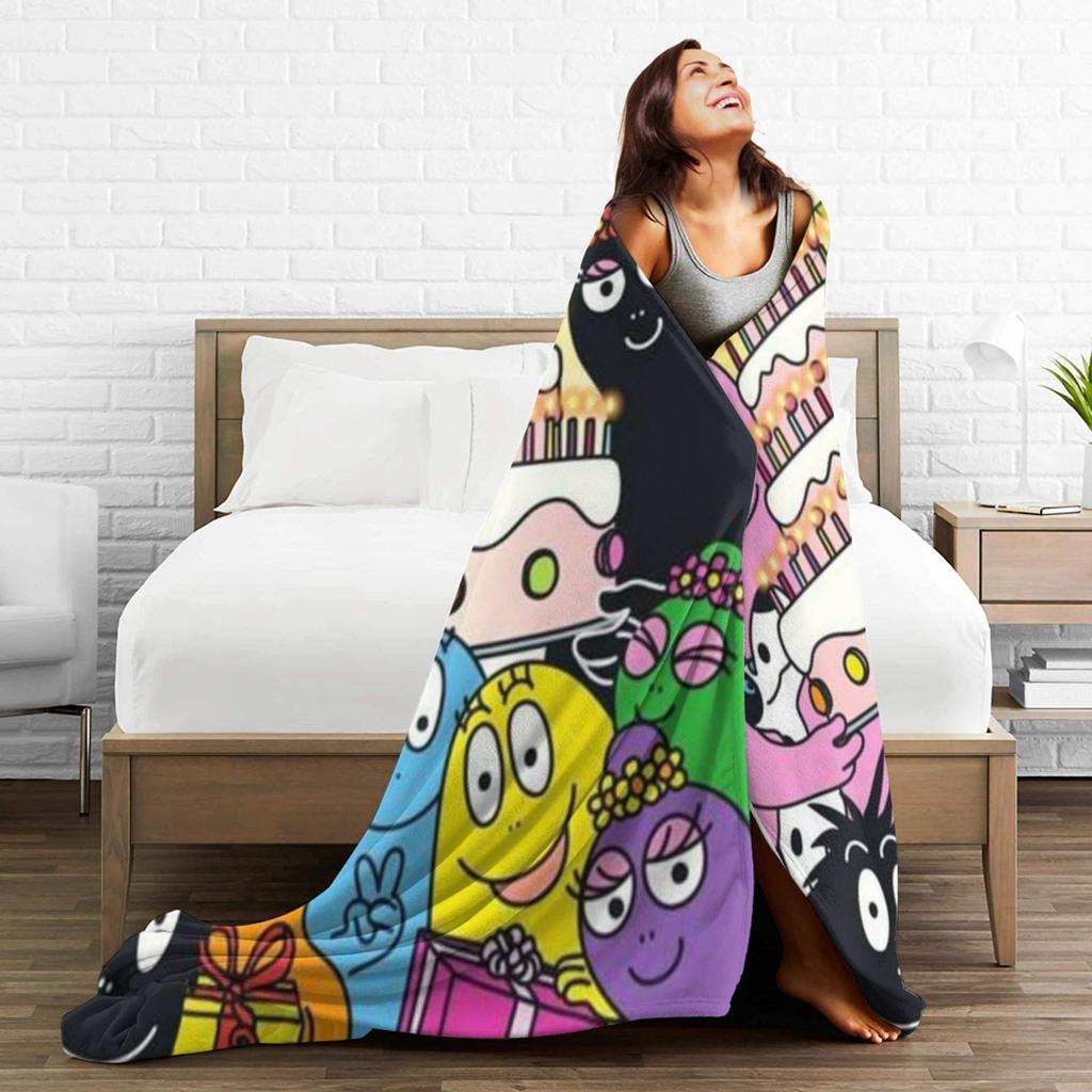 Barbapapa Barbamama Family  Flannel Blankets  Warm Throw Blanket for Bedroom Travel Pattern Bedspread Sofa Bed Cover