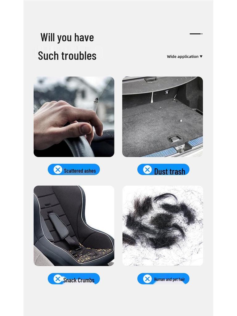 Wireless Car and Home Wet/Dry Vacuum Cleaner, High-Power, Cigarette Lighter-Compatible