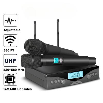 Microphone sans fil professionnel G320AM, UHF, 2 canaux, karaoké, portable, fréquence automatique réglable 100M