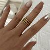 Stainless Steel Vintage Geometric Sunburst Ring For Women Red Love Heart Spiral Flower Finger Rings Party Aesthetic Jewelry Gift