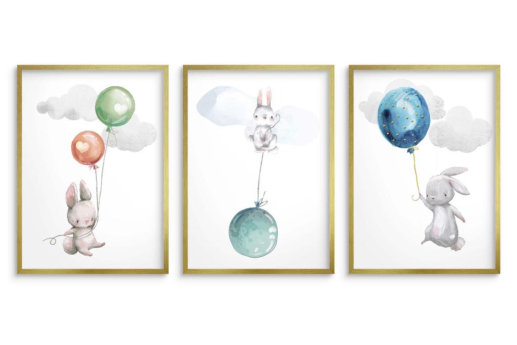 Plakaty Dziecięce Królik I Kolorowe Balony Obrazy Do Pokoju Dziecka 50x70