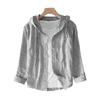 Camicia Estiva da Uomo Protezione Solare Anti-UV Manica Lunga con Cappuccio Coulisse Tinta Unita Monopetto Morbida Ampia Traspirante Cardigan Cappotto Top