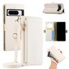 Crossbody Zipper Cards Solt Wallet Leather Case For Google Pixel 9 Pro XL 8 8A 7 7A 6 6A Makeup Mirror Long Lanyard Book Cover