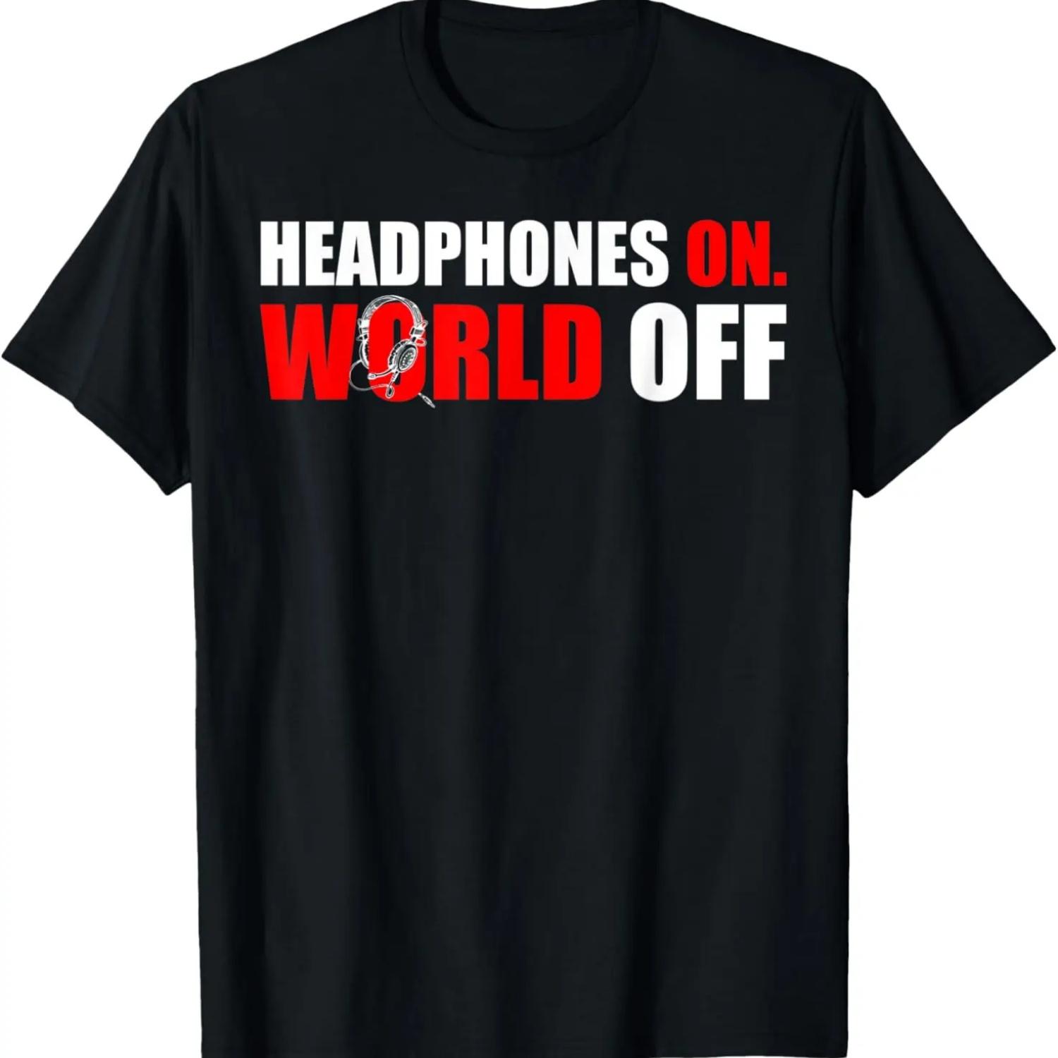 Headphones On World OFF t-shirt T-Shirt S