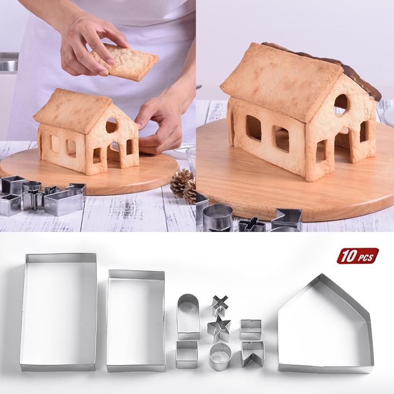 Buy 10pcs/Set Gingerbread House Kit Cookie Cutter Set Christmas ...
