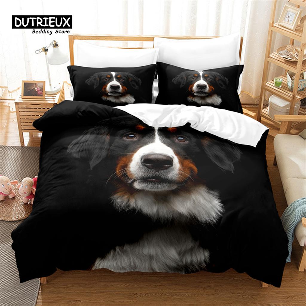 Cat And Dog Bedding Set, 3Pcs Bed Cats Duvet Cover Set, Soft Comfortable Breathable Duvet Cover, For Bedroom Guest Room Decor