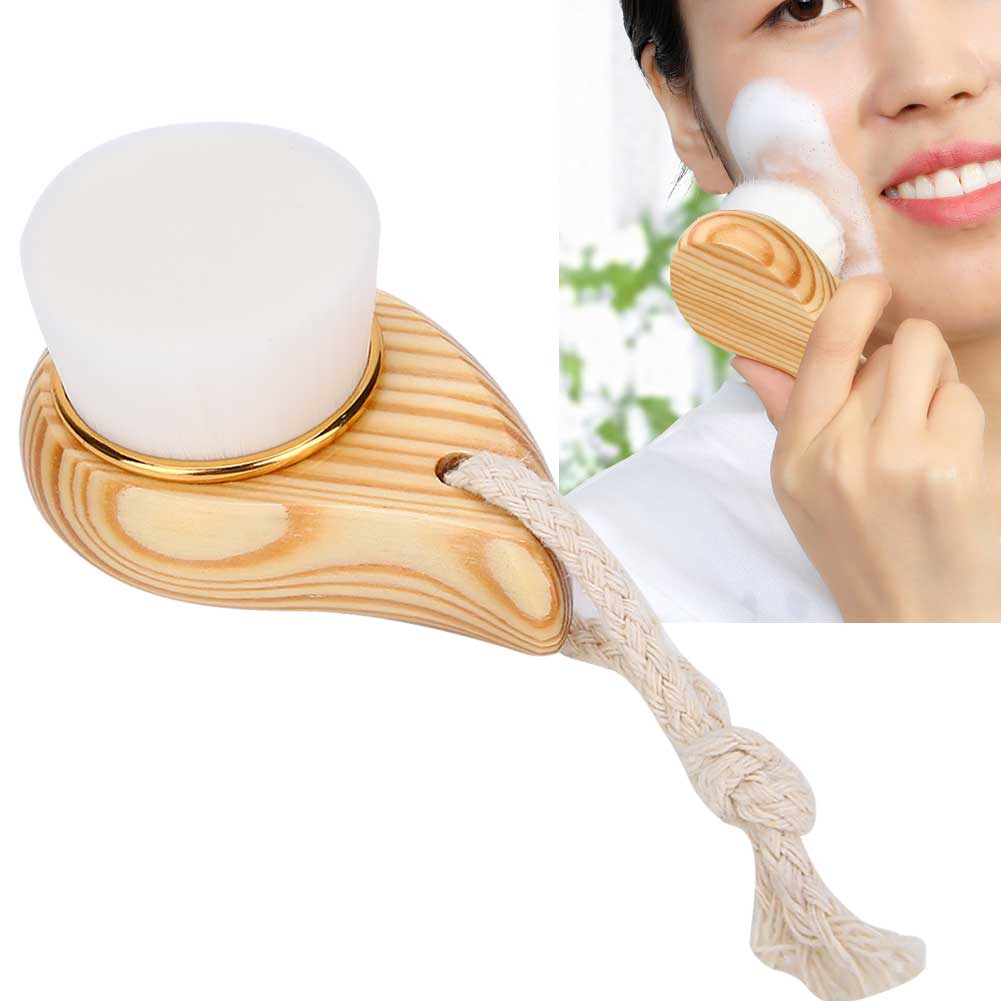 

Wooden Handle Super Soft Fiber Face Cleaning Brush Facial Care Massager Brush