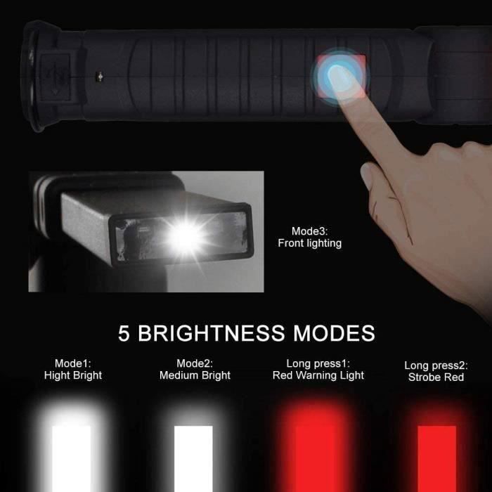 Lampe de Travail - LED - Rechargeable - 800LM - 5 Modes - Imperméabilisante