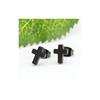 AREUM Earrings Cross Smaller Stud 2 Pieces for Both Ears One Point Simple 6mm 8mm Men's Ladies Cross (6mm, Black)