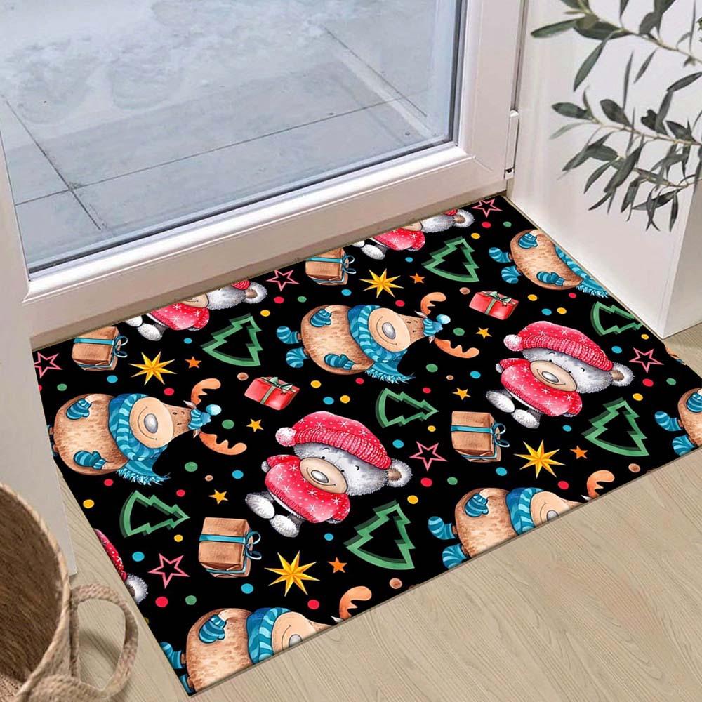 

1pc Elk and Bear Wearing Hats Area Rug, Slip-Resistant, Easy-Clean, Stain-Resistant, Perfect for Cozy Living Rooms, Bedrooms, Kitchens, Offi 60cm by 90cm