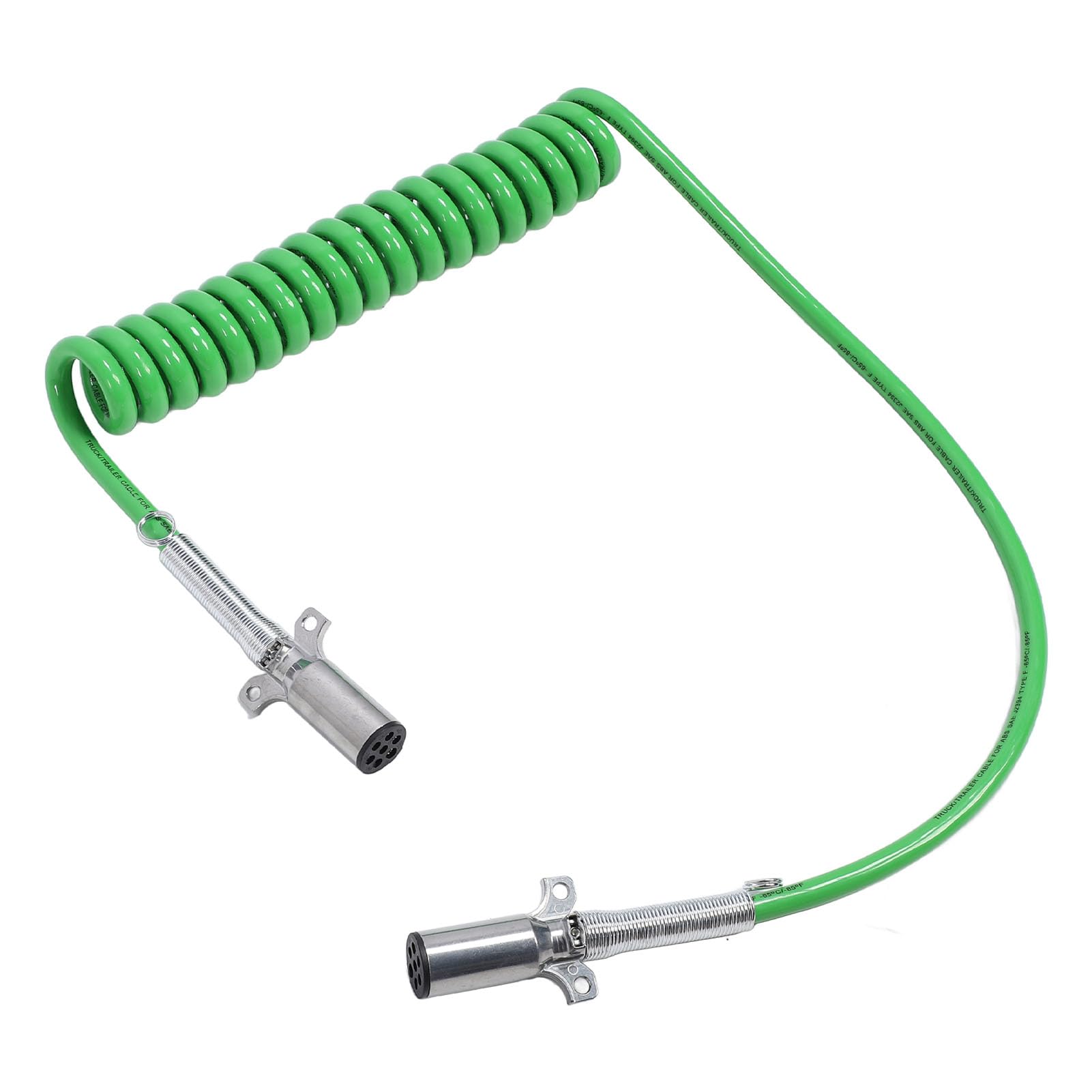 

7-Way Coil Trailer Cord Heavy Duty Power Wire Cable 15ft Green ABS Power Coil for Semi-Truck Tractor and Trailer