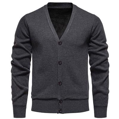 Men's Simple V-neck Knit Cardigan Jacket - 2024 Fall/Winter Casual Basic Style