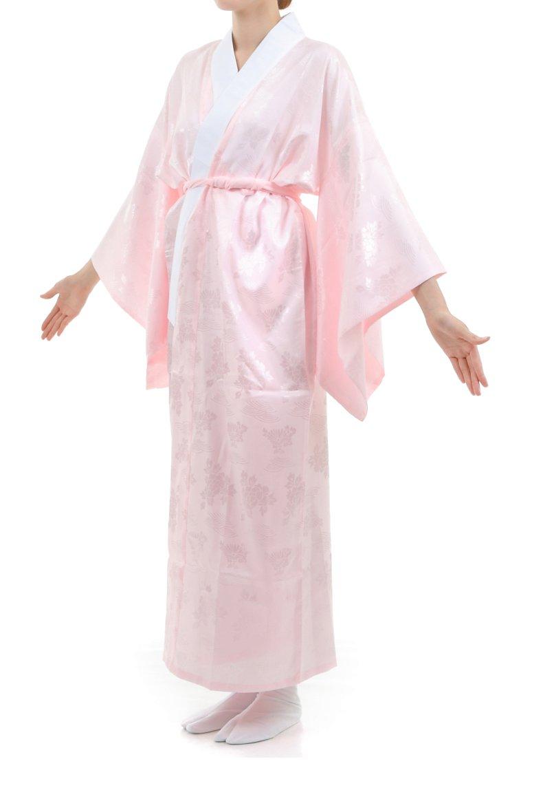 

[Hasegawa] Size L Nagajuban (undergarment for kimono), Pink, with collar attachment, includes 2 collar stiffeners as a bonus.