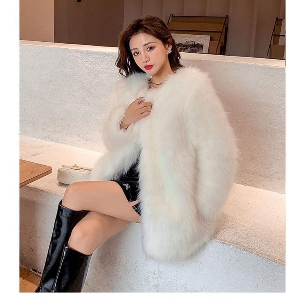 Internet Celebrity New Raccoon Fur Fashion Fur Coat Women's Mid-length Imitation Fox Fur Coat