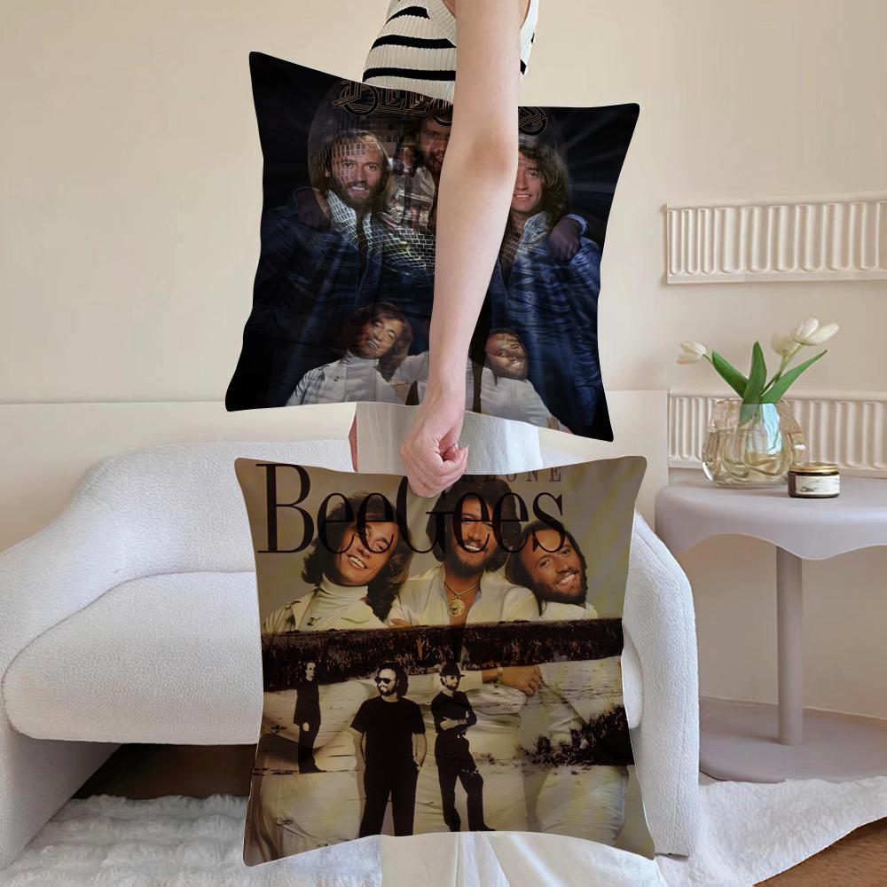 Bee Gees Cushion Cover Anti-dustmite Pillowcase Invisible Zipper Silky Short Plush Sofa Cushion Cover