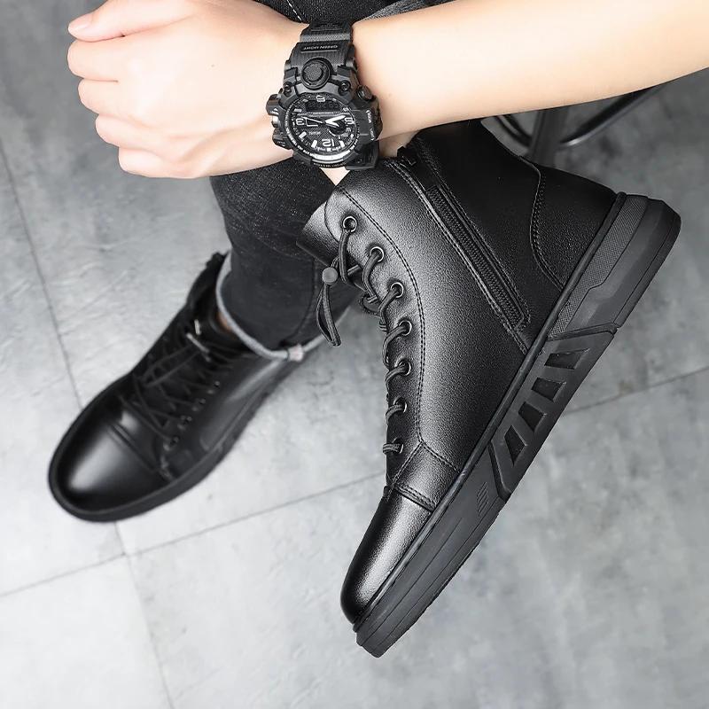 Fashion High Quality Designer Vintage Casual Leather Boots Outdoor Walking Business Tooling Boots Lace Up Fashion Comfy Motorcycle Boots