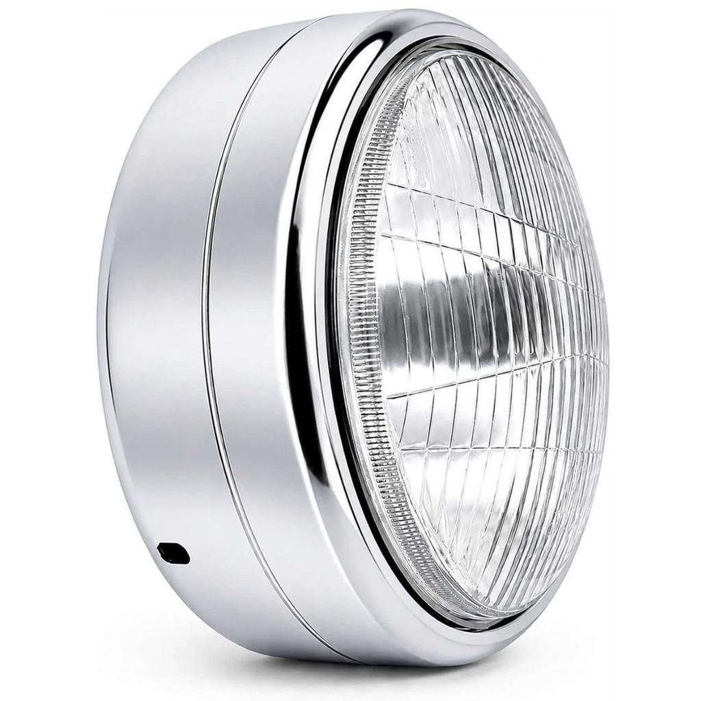 Headlamp Assembly with Bulb Fit for Royal Enfield Classic 350 & Bullet 350 Motorcycle | Chrome Headlight Housing | Front Head Lamp Replacement