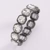 Women Bracelet Elastic Beaded Square-Cut Rhinestone Design Metal Edging Bracelet Cool Girl Layered Wear