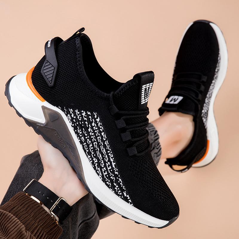 Fashion New Men's Casual Shoes Summer Simple Black White Sneakers Fashion Breathable Sneakers 6/8/10cm Invisible Height Increasing Shoes