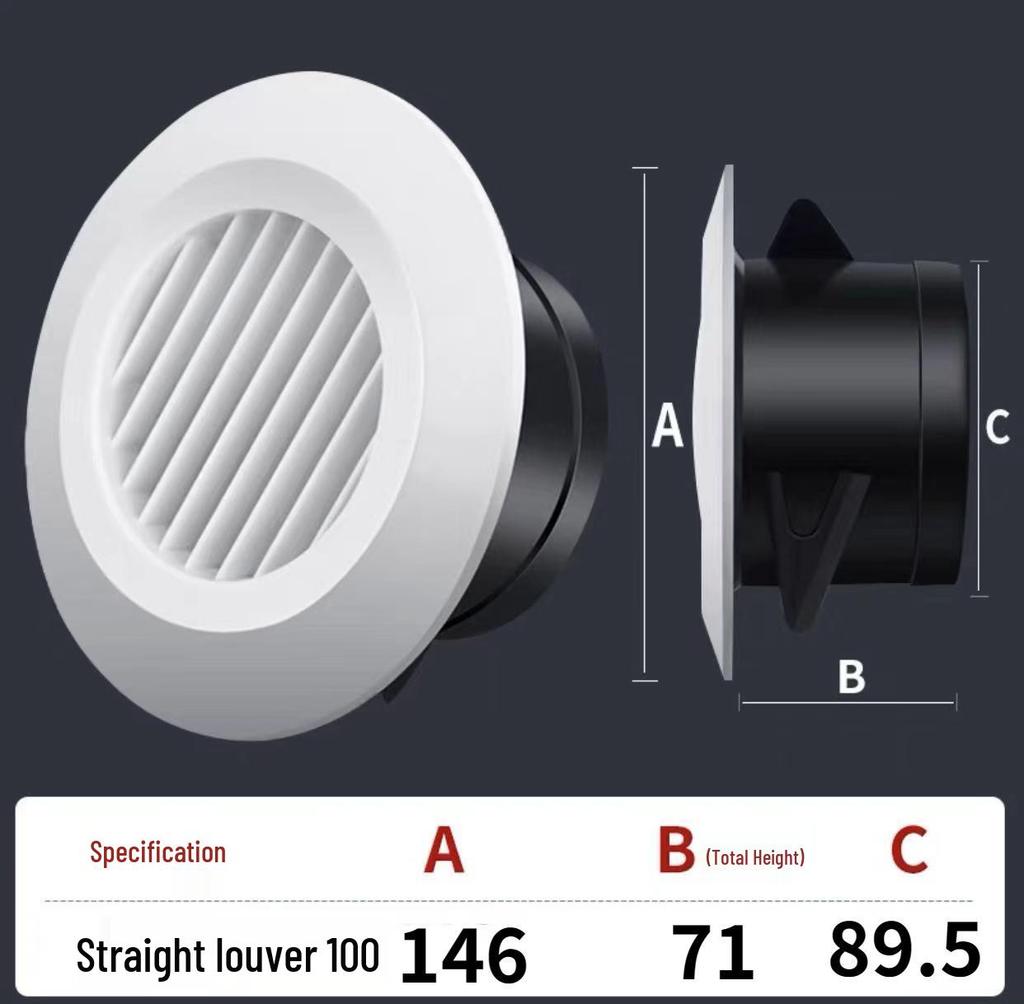 ABS Round Air Ventilation Duct: Indoor Fresh Air, White Exhaust Air Intake