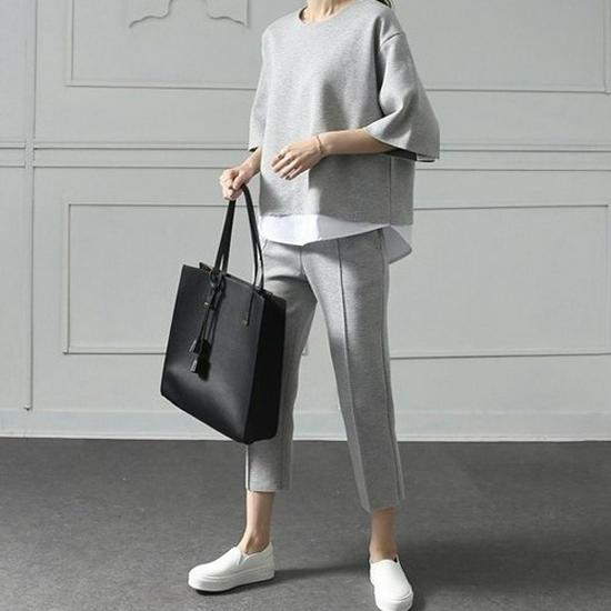 Spring 2024 Women's Two-Piece Slit Top & Cropped Pants Casual Set
