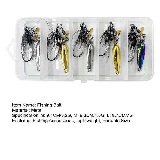 5 Stück 9,1 cm/3,2 g 9,3 cm/4,5 g 9,7 cm/7 g Fliegenfischen Köder mit Spinnerblatt Weitwurf Rotierende Pailletten Löffel Spinnerbait Bass Angelzubehör