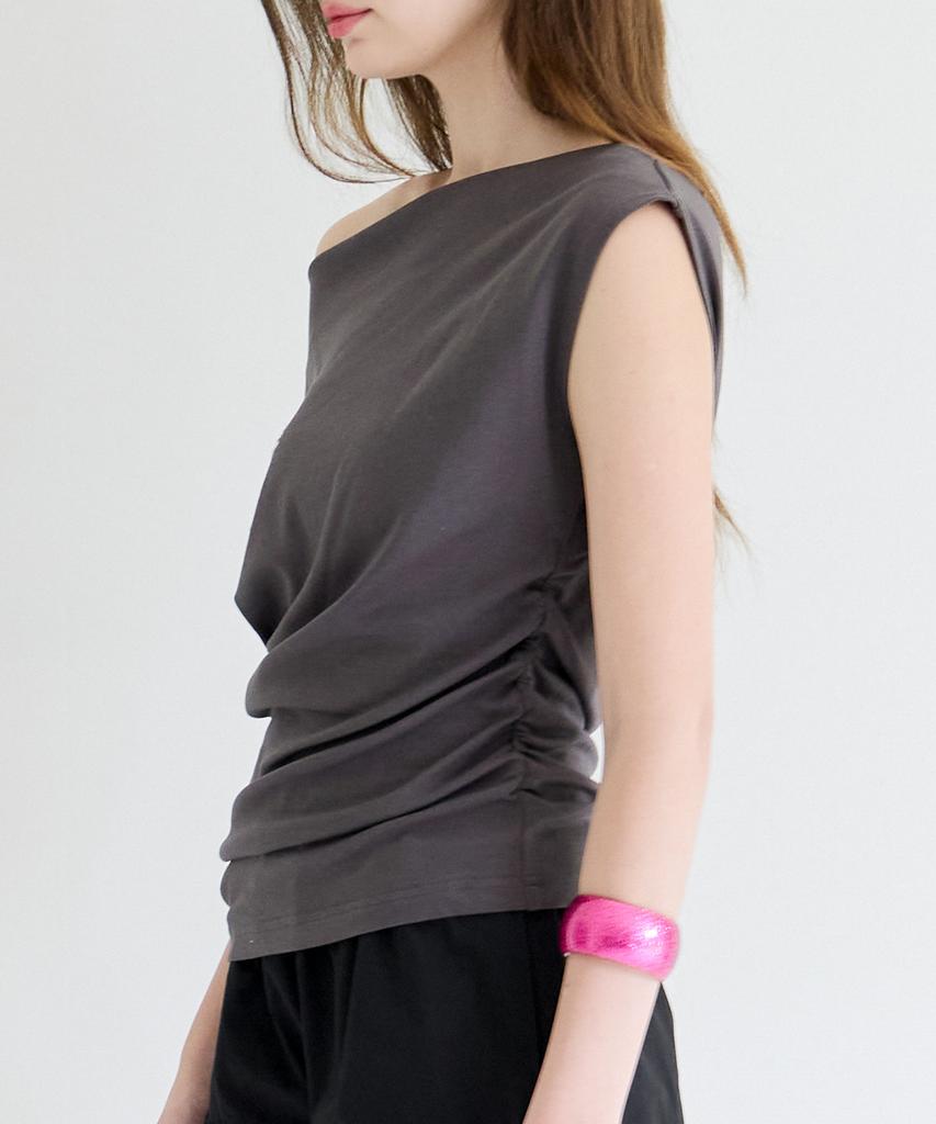 Alkialka Studded Draped Top (Charcoal)