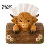 Decorative Tissue Holder Highland Cow Seasoning Bottle Holder/Tissue Box, Farmhouse Resin Storage Stylish Tabletop Organizer, Box for Kitchen