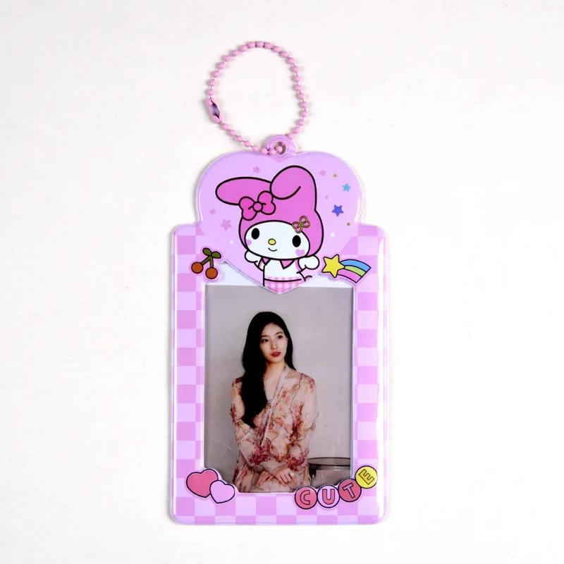 Sanrios Gudetama Keychain with Photo Card Holder Anime Keroppi Tuxedosam Photocard Holder Key Ring Accessory for Bag Backpack