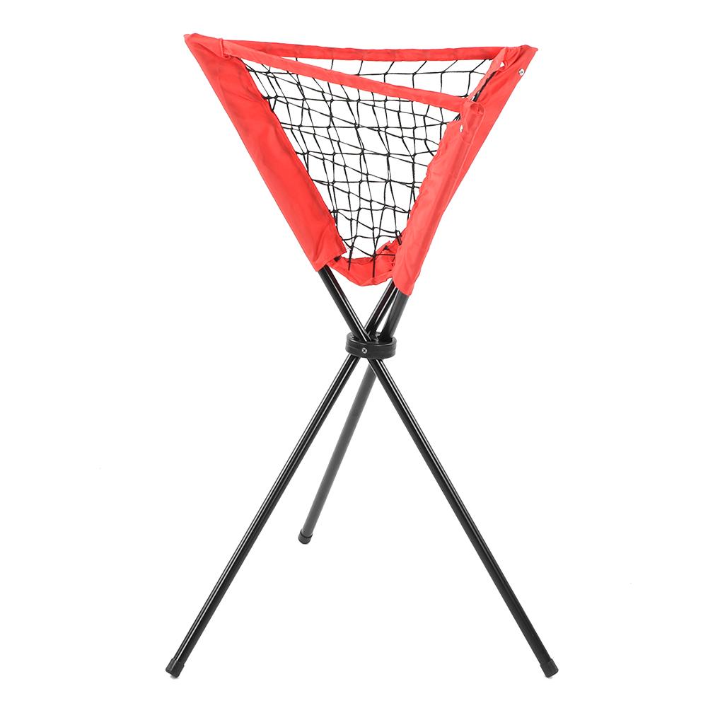 Triangular Net Bag Portable Baseball Softball Batting Practice Tripod Ball Rack Red