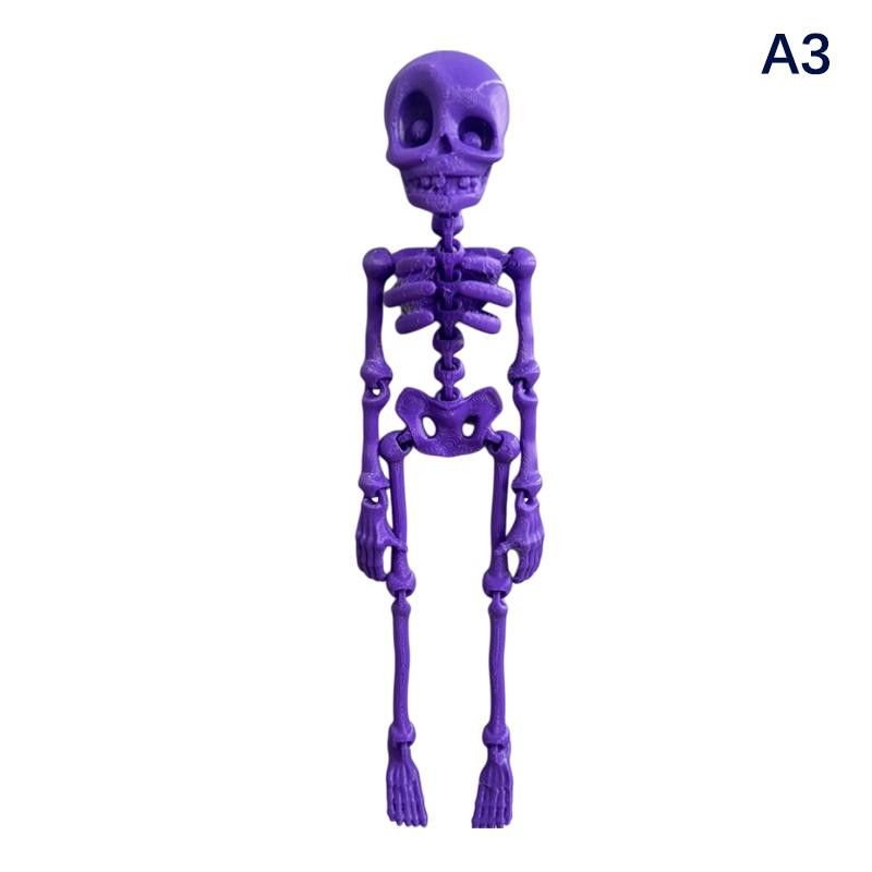 Poseable Skeleton Fridge Magnet 3D Printed Articulated Skeleton Decor Halloween Horror Luminous Skull Magnet Fridge Sticker