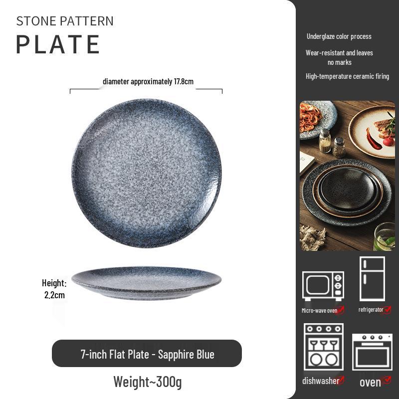 Retro Japanese Ceramic Plate: Creative Black Glaze Dish for Home and Restaurant