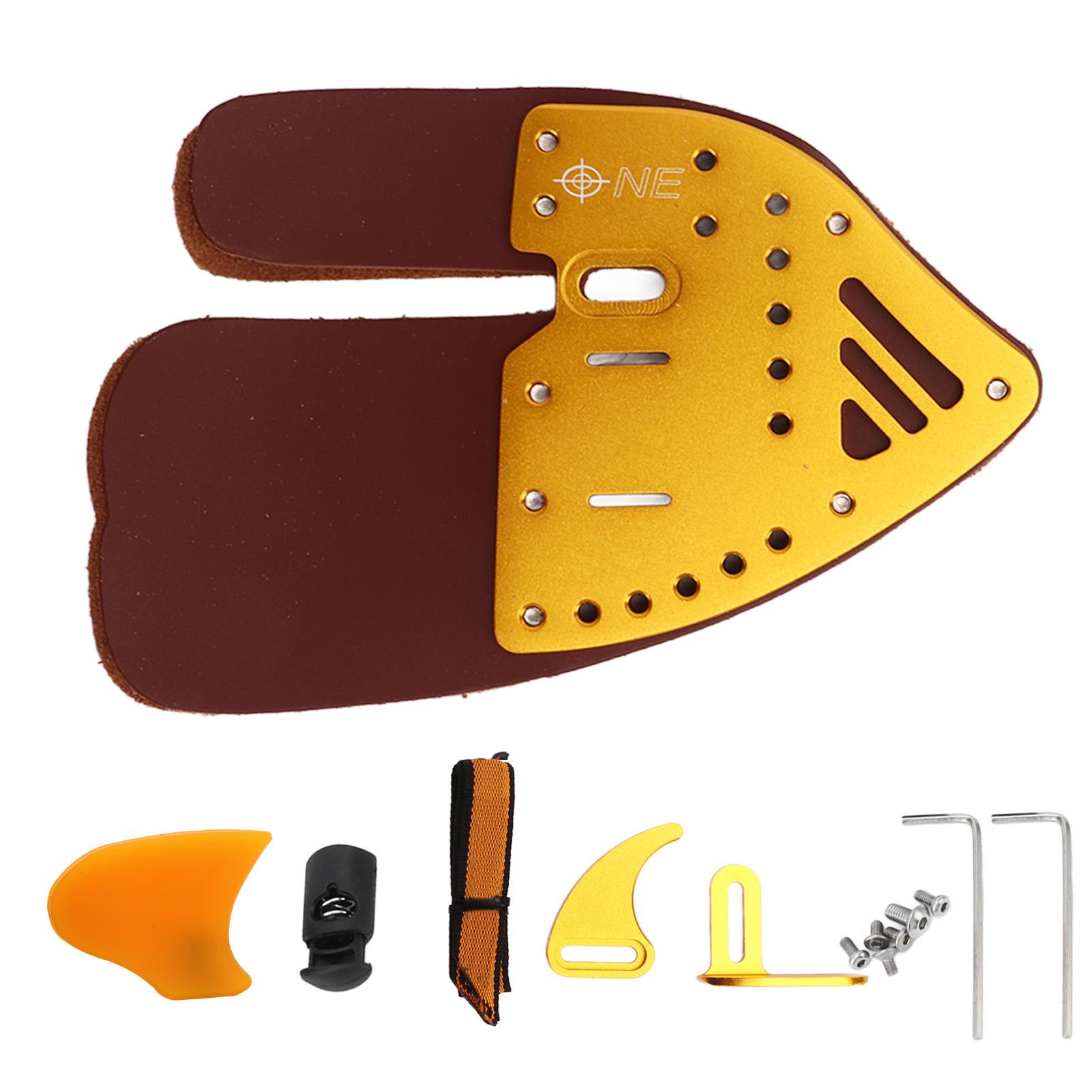 Igeteck Gold/Brown Archery Finger Tab Archery Finger Guard Fingers Protector For Outdoor Shooting Recurve Bow Integrated Design